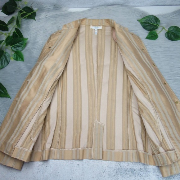 ESCADA Gold Damask Stripe MandarinCollar Button Front Jacket Blazer Size 38 US 8 - Picture 5 of 14